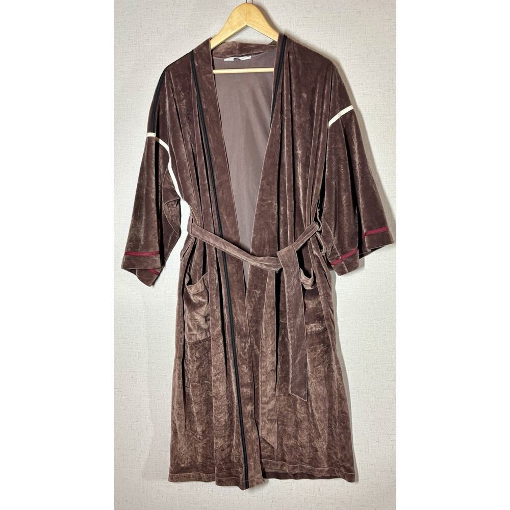 VTG Christian Dior Monsieur Velour Robe Belted One Size Brown Lounge Robe 1970s